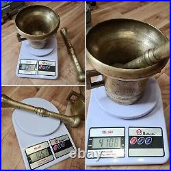 Old Very Rare Form large Dutch Brass Mortar with Pestle 4.1kg circa 1930s