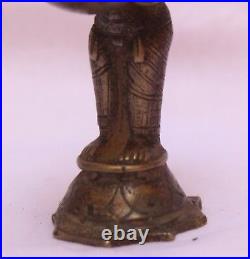 Old Vintage Very Rare Tribal Unique Brass Hand Carved Lady Statue W Lamp Br 323