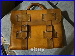 Old West Vintage Leather Messenger Bag Brass Snaps Very Old RARE