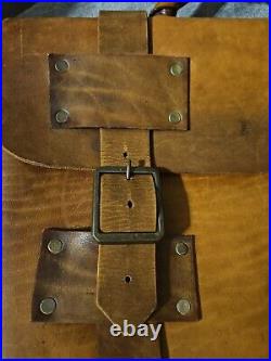 Old West Vintage Leather Messenger Bag Brass Snaps Very Old RARE