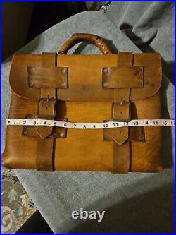 Old West Vintage Leather Messenger Bag Brass Snaps Very Old RARE