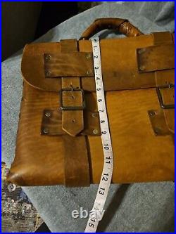 Old West Vintage Leather Messenger Bag Brass Snaps Very Old RARE