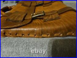 Old West Vintage Leather Messenger Bag Brass Snaps Very Old RARE