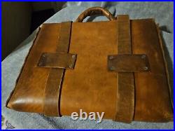 Old West Vintage Leather Messenger Bag Brass Snaps Very Old RARE