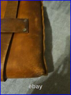 Old West Vintage Leather Messenger Bag Brass Snaps Very Old RARE