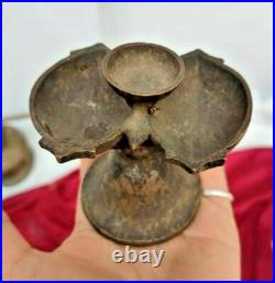 Original 1850's Old Antique Vintage Very Rare Brass Oil Lamp / Diya, Collectible