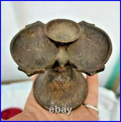 Original 1850's Old Antique Vintage Very Rare Brass Oil Lamp / Diya, Collectible