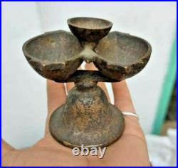 Original 1850's Old Antique Vintage Very Rare Brass Oil Lamp / Diya, Collectible