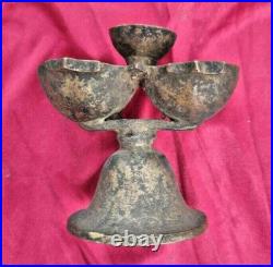 Original 1850's Old Antique Vintage Very Rare Brass Oil Lamp / Diya, Collectible