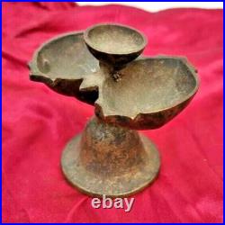 Original 1850's Old Antique Vintage Very Rare Brass Oil Lamp / Diya, Collectible