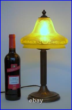 Original Art Nouveau Table Lamp KASTANIENALLEE Very Rare Glass 1910