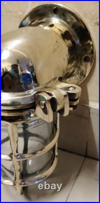 Original Brass Passage Way Light Ex Japanese Navy Blue 1pc Very Rare&old