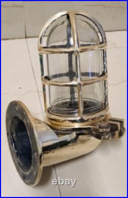 Original Brass Passage Way Light Ex Japanese Navy Blue 1pc Very Rare&old