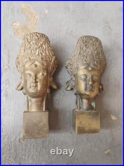Pair Antique Oriental Stamp in bronze with Princess head motif. Very Rare, Asia