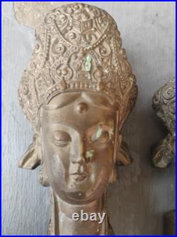 Pair Antique Oriental Stamp in bronze with Princess head motif. Very Rare, Asia