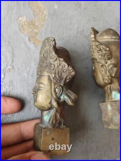 Pair Antique Oriental Stamp in bronze with Princess head motif. Very Rare, Asia