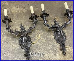 Pair Bronze Virginia Metalcrafters Electric Candle Sconces Very Rare