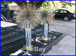 Pair Of Very Rare Curtis Jere Heavy Blossom Sputnik Sea Urchin Table Lamps
