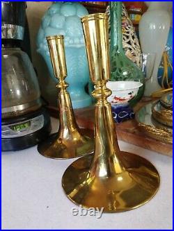 Pair Of Very Rare Early Virginia Metalcrafters Brass Colonial Candlesticks