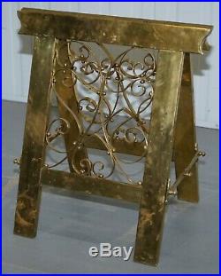 Pair Or Very Rare Original Victorian Folding Brass Coffin Trestle Bases Table