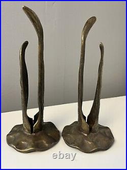 Pair Signed Tanini Brass Candle Holders Made in Italy Very Rare