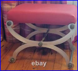 Pair of Art Deco French X Frame Stools Custom Very exclusive Rare Find Red