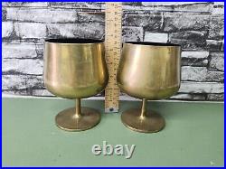 Pair of Brandy Snifter Vases Florence Knoll Associates 1950s Brass, Very Rare