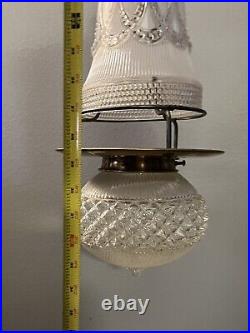 Pendant Light Brass Glass Very Rare Fixture Wow Rewired KB69