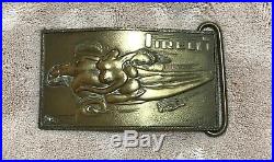Pirelli Motor Sports Brass Belt Buckle Salvador Dali Very Rare with Case