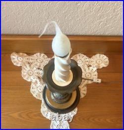 Pr 1940's Stunning Very Rare Antique Brass Finished, Celluloid Candle Stick Lamps