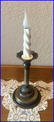 Pr 1940's Stunning Very Rare Antique Brass Finished, Celluloid Candle Stick Lamps