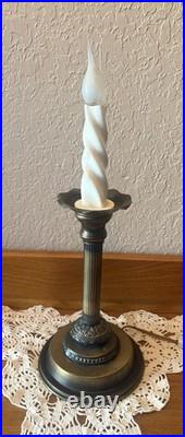 Pr 1940's Stunning Very Rare Antique Brass Finished, Celluloid Candle Stick Lamps