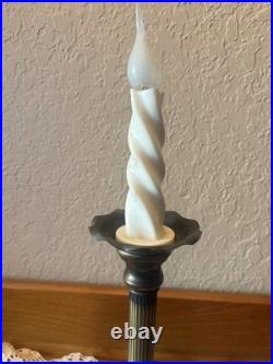 Pr 1940's Stunning Very Rare Antique Brass Finished, Celluloid Candle Stick Lamps