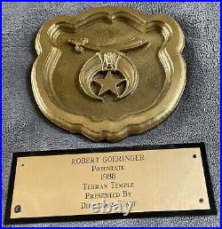 RARE 1988 Brass/Bronze Masonic Shriners Named Plaque 8.5x8.25 VERY HEAVY