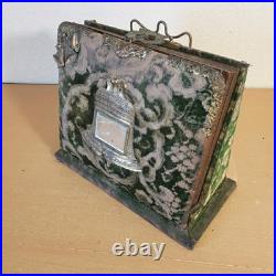 RARE Antique 1800s Velvet & Brass Victorian Photo Album with 12 VERY OLD Photos