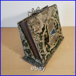 RARE Antique 1800s Velvet & Brass Victorian Photo Album with 12 VERY OLD Photos