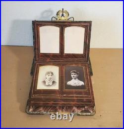 RARE Antique 1800s Velvet & Brass Victorian Photo Album with 12 VERY OLD Photos