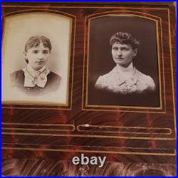 RARE Antique 1800s Velvet & Brass Victorian Photo Album with 12 VERY OLD Photos