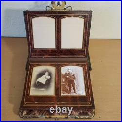 RARE Antique 1800s Velvet & Brass Victorian Photo Album with 12 VERY OLD Photos