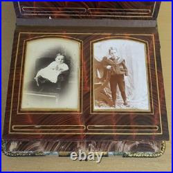 RARE Antique 1800s Velvet & Brass Victorian Photo Album with 12 VERY OLD Photos