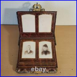 RARE Antique 1800s Velvet & Brass Victorian Photo Album with 12 VERY OLD Photos
