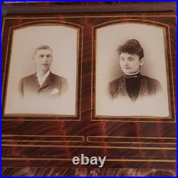 RARE Antique 1800s Velvet & Brass Victorian Photo Album with 12 VERY OLD Photos