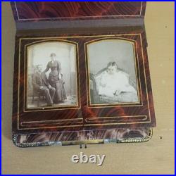 RARE Antique 1800s Velvet & Brass Victorian Photo Album with 12 VERY OLD Photos
