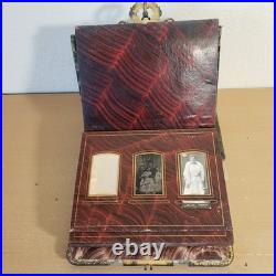 RARE Antique 1800s Velvet & Brass Victorian Photo Album with 12 VERY OLD Photos