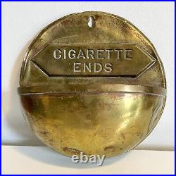 RARE Antique Brass Cigarette End Wall-Hanging Receptacle. Very Collectable