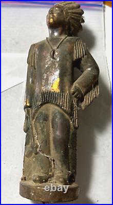 RARE Antique Brass Native American Chief / Warrior Figure VERY COOL (Box 14)