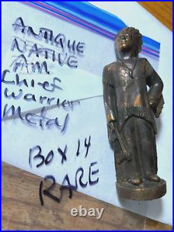 RARE Antique Brass Native American Chief / Warrior Figure VERY COOL (Box 14)