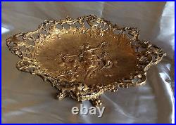 RARE! Antique Large Size Brass Fruit Bowl, Dish Very Nice With bas-relief