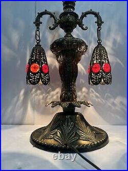 RARE Antique Loevsky Style Hollywood Regency 3 Way Lamp Very Unique Working