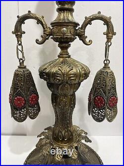 RARE Antique Loevsky Style Hollywood Regency 3 Way Lamp Very Unique Working